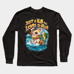 Whiskered Purrfection: A Feline Fishermans Delight Long Sleeve T-Shirt